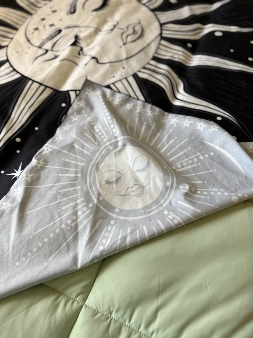 Celestial Sun and Moon Tapestry Throw in Black and White